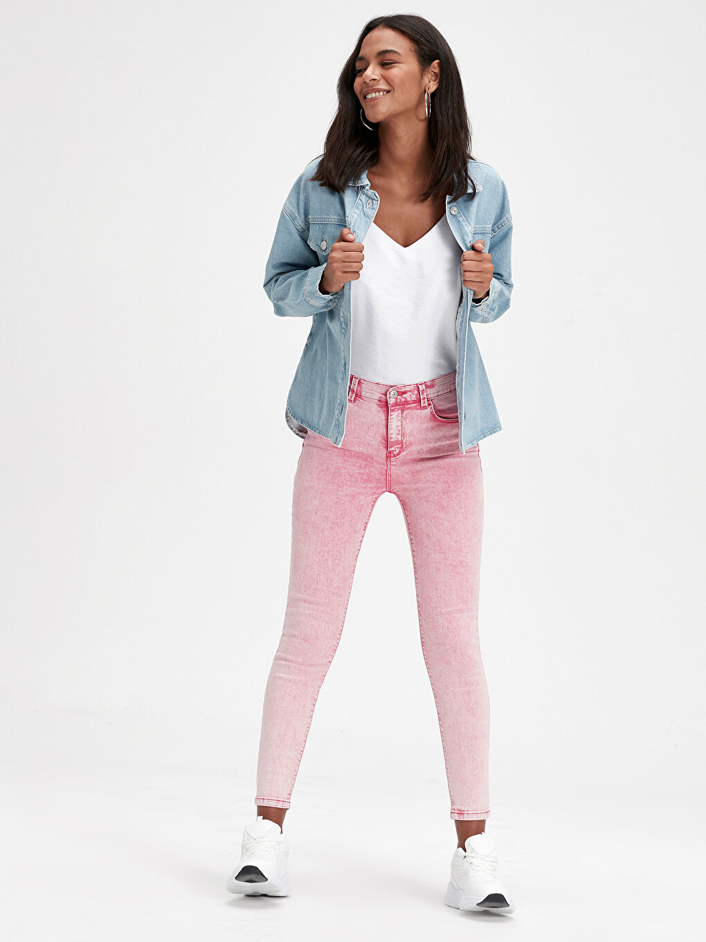 Pembe Jüpiter Süper Skinny Fit Kadın Jean Pantolon