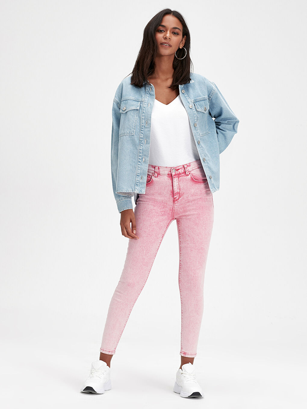 Pembe Jüpiter Süper Skinny Fit Kadın Jean Pantolon-1