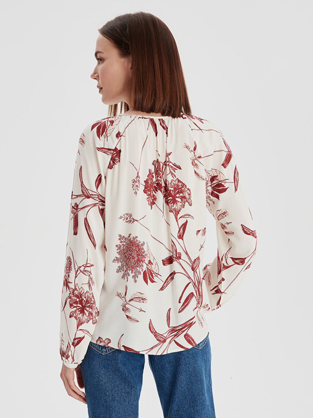 Ekru Baskılı Bluz-2