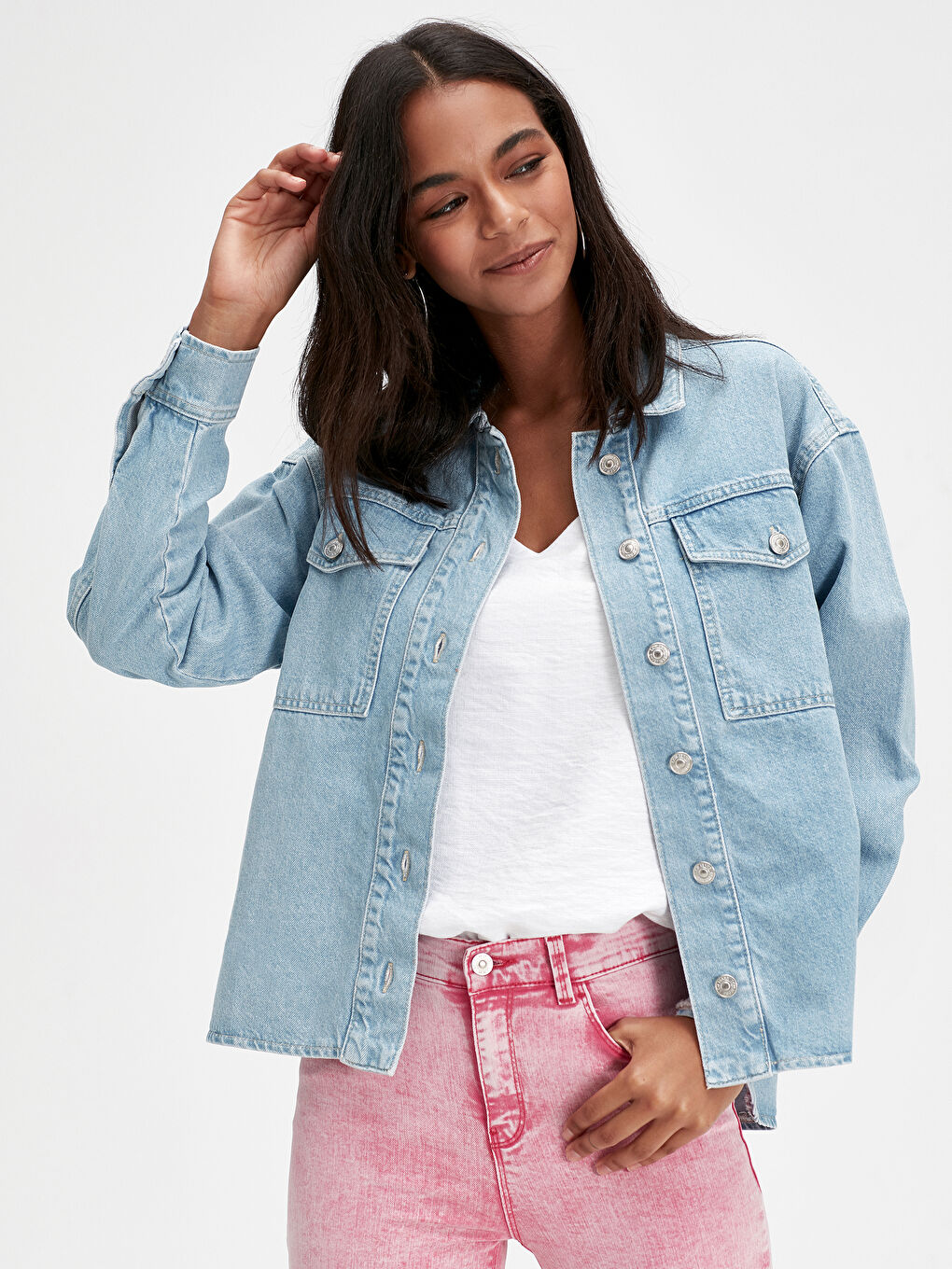 Bej Açık Taş Rengi Yıkamalı Jean Ceket-1