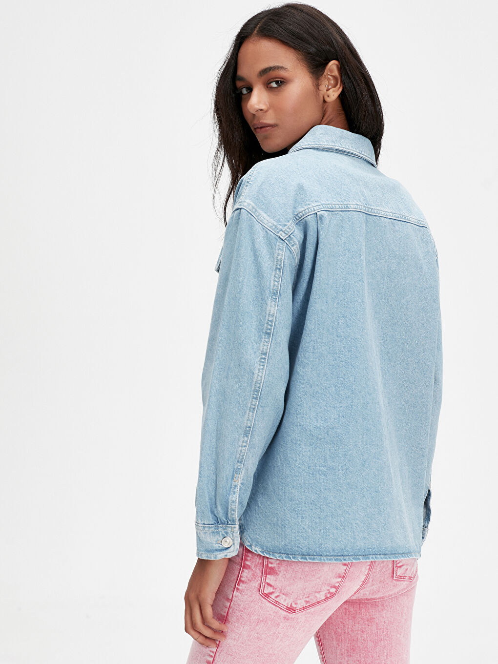 Bej Açık Taş Rengi Yıkamalı Jean Ceket-2