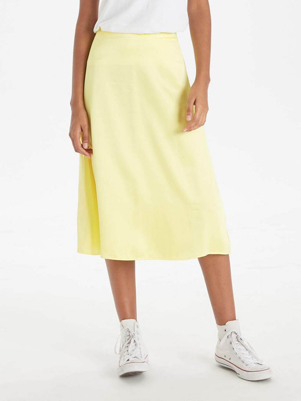 تنورة نسائية بخصر عالي سادة-1