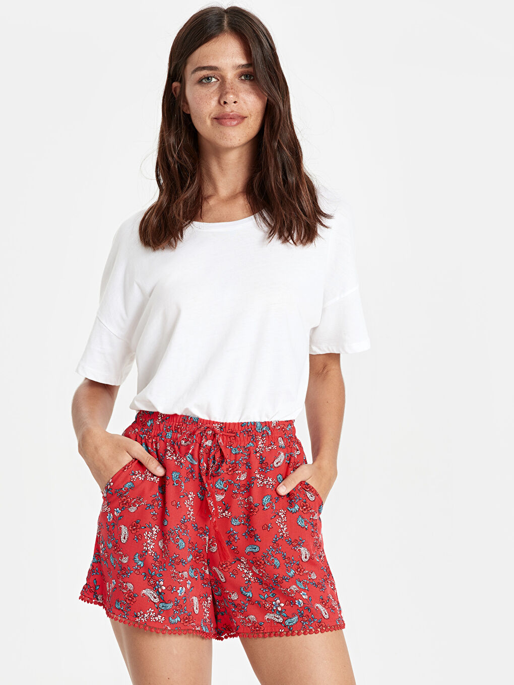 Kırmızı Kadın Şort-1