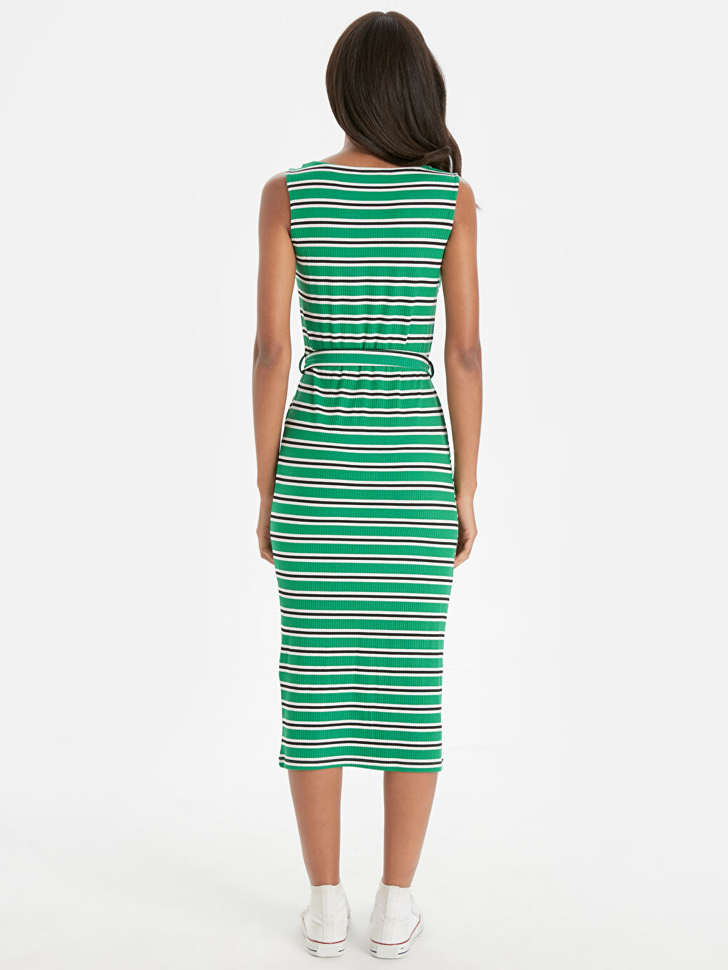 Yeşil Askılı Penye Kadın Elbise-1