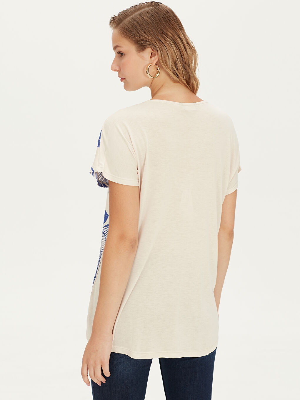 Lacivert Baskılı Bluz-2