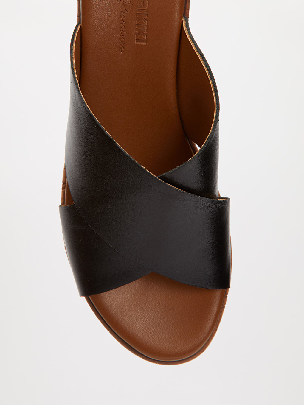 Siyah Kadın Dolgu Topuklu Hakiki Deri Terlik-4