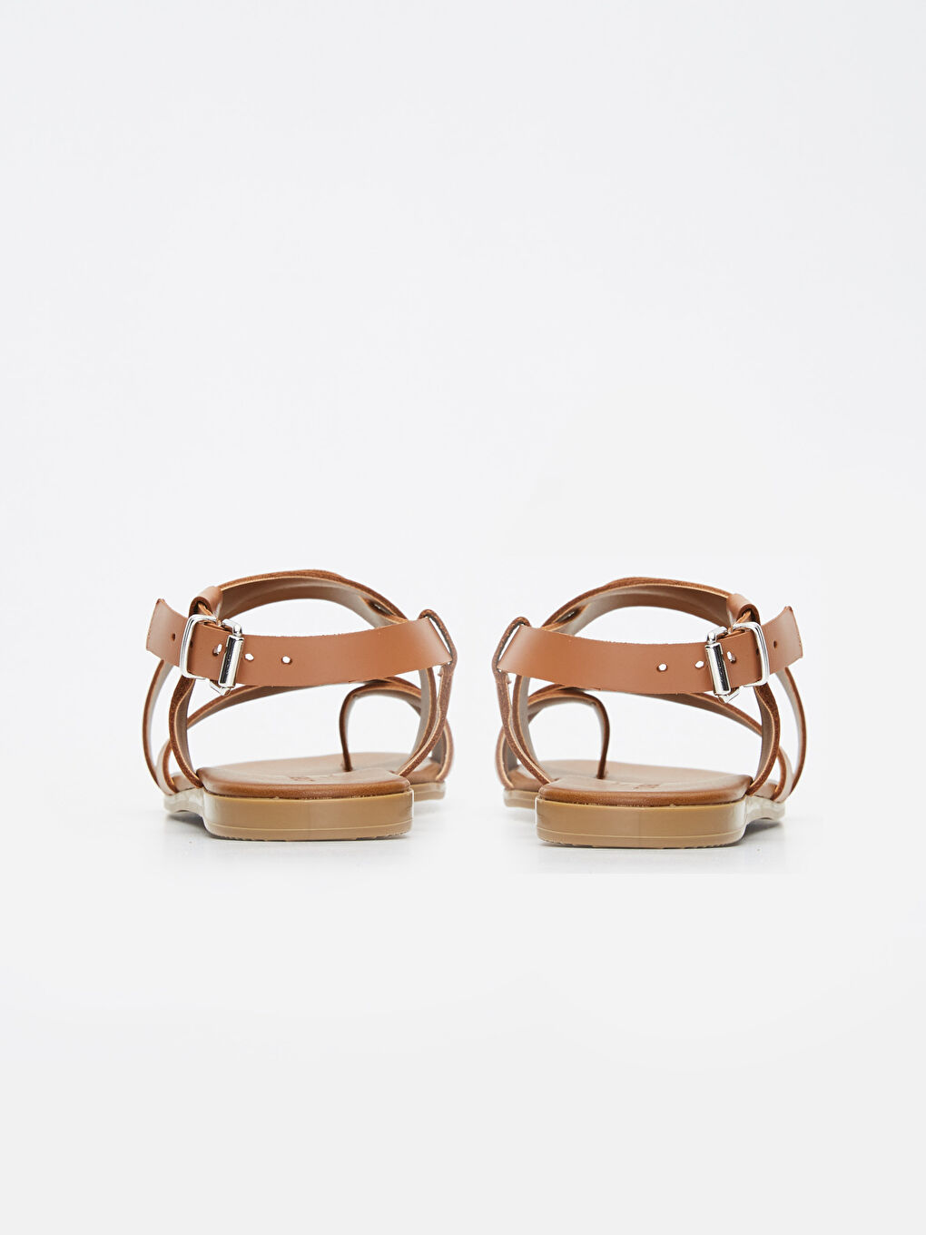 Bej Kadın Parmak Arası Hakiki Deri Sandalet-3