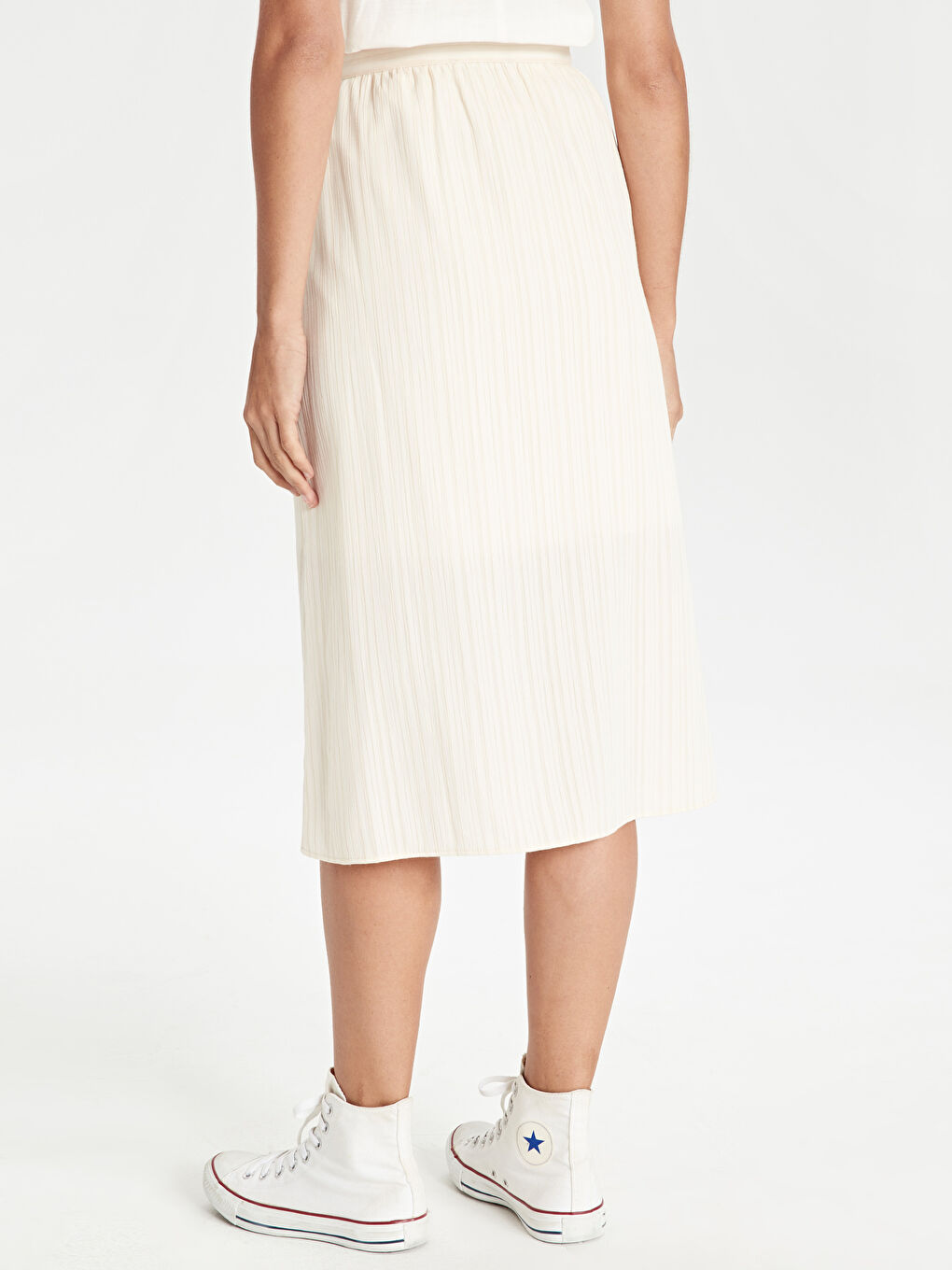 Bej Poplin Kadın Etek-3