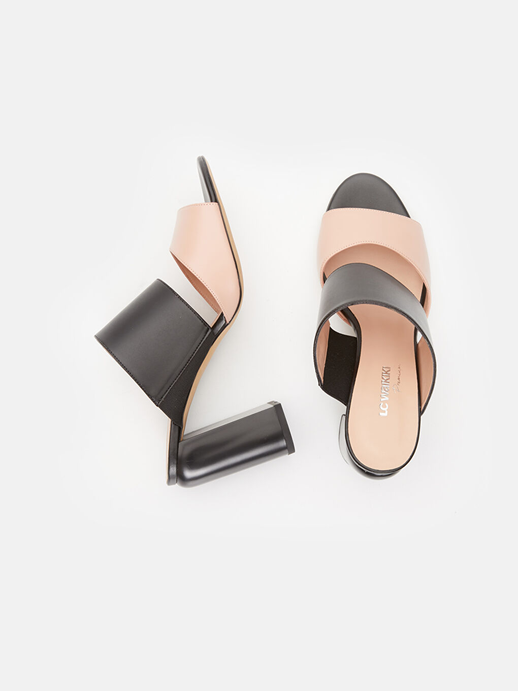 Pembe Kadın Çift Bantlı Topuklu Terlik-3