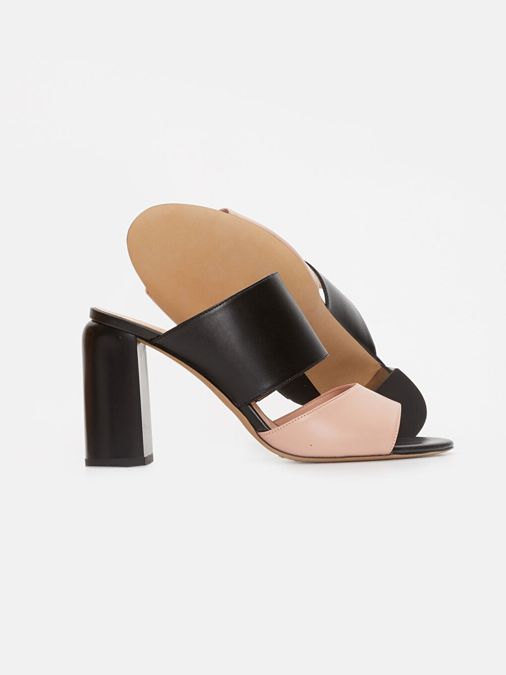 Pembe Kadın Çift Bantlı Topuklu Terlik-4