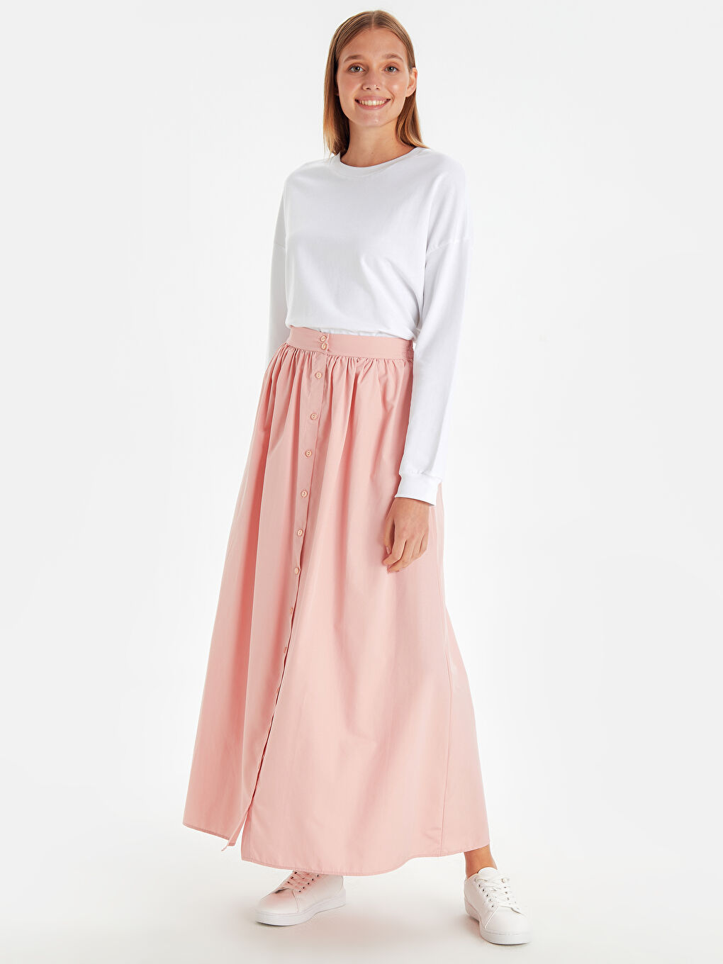 Pembe Gabardin Kadın Etek