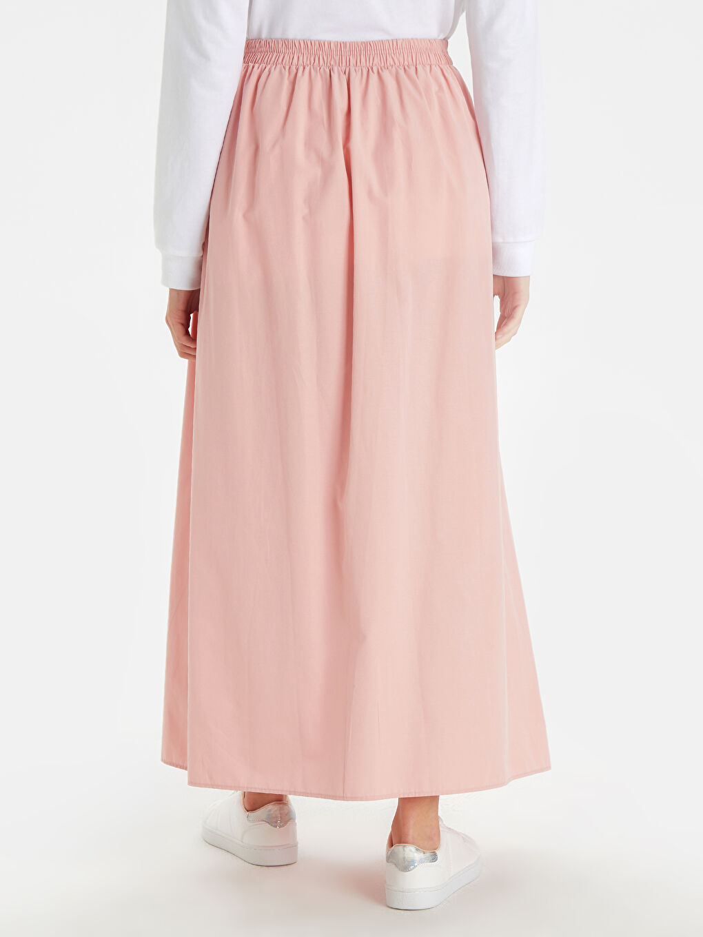 Pembe Gabardin Kadın Etek-2