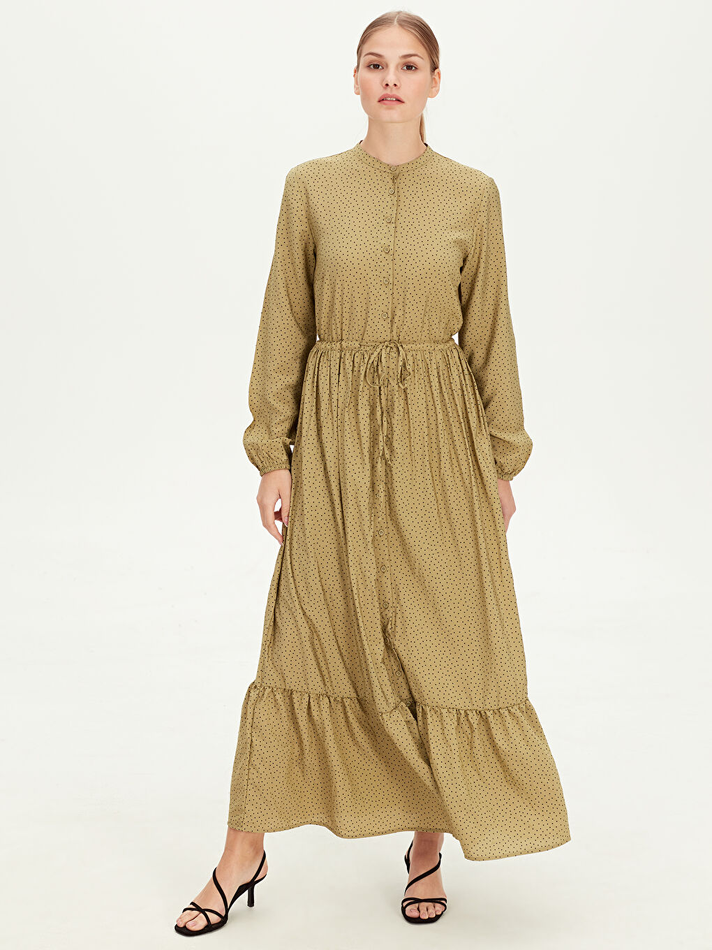 Açık Yeşil Baskılı Elbise