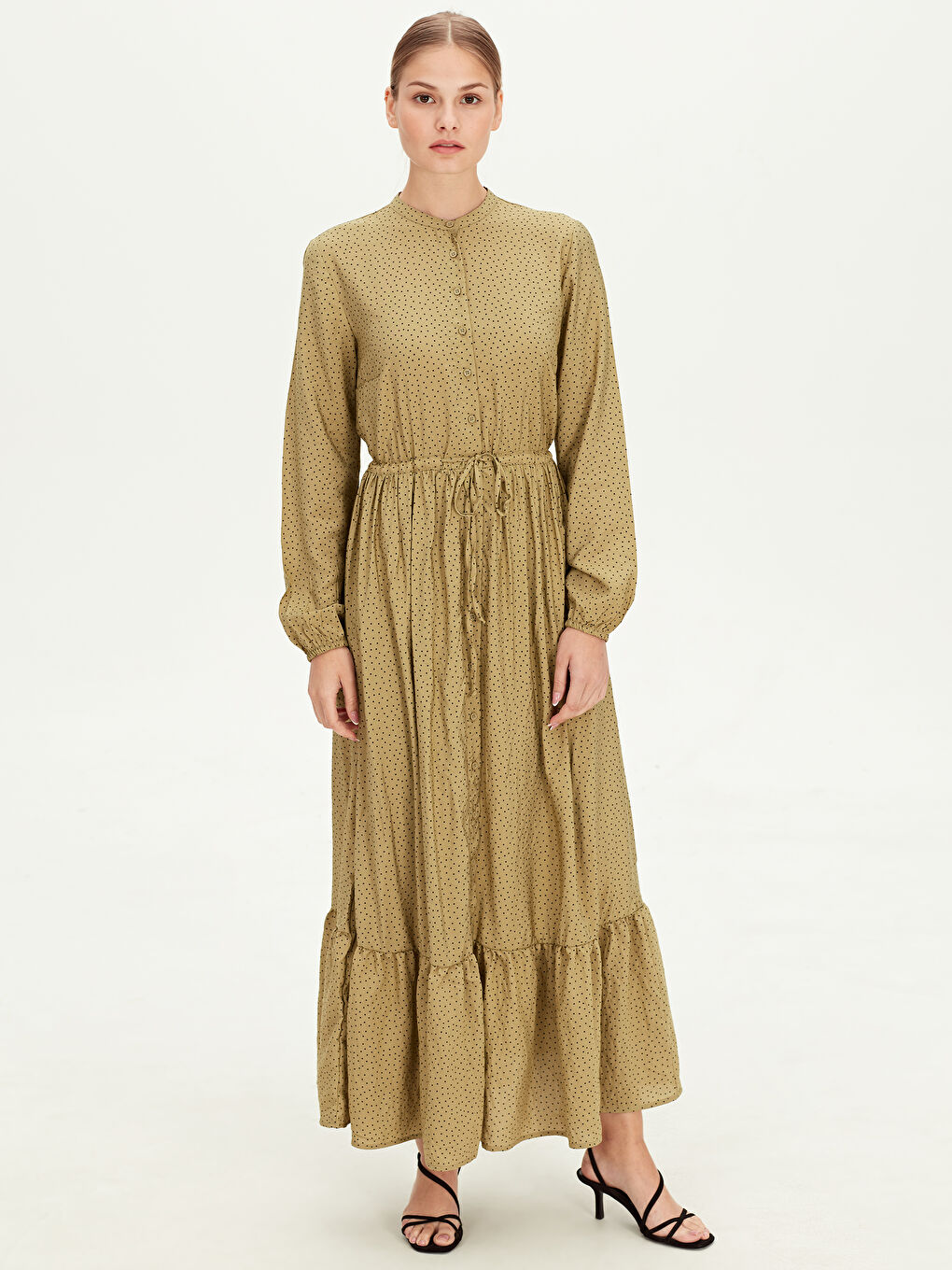 Açık Yeşil Baskılı Elbise-1