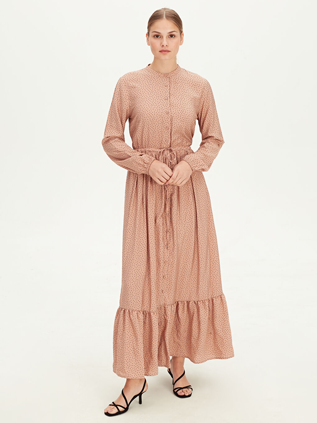 Pembe Uzun Kollu Kadın Elbise