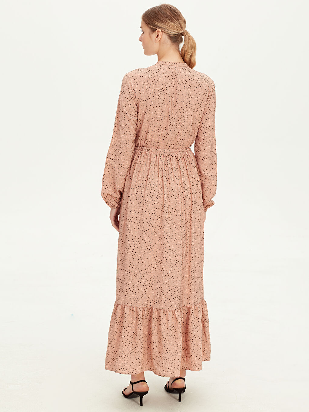 Pembe Uzun Kollu Kadın Elbise-2