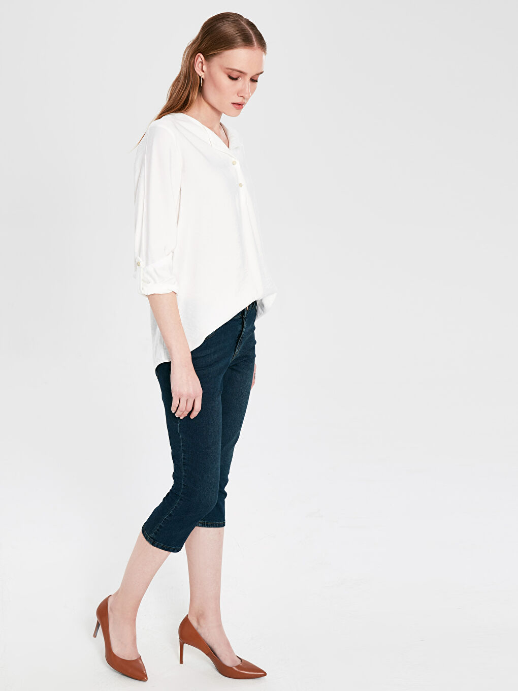 İndigo Dar Fit Kadın Jean Kapri Pantolon-1