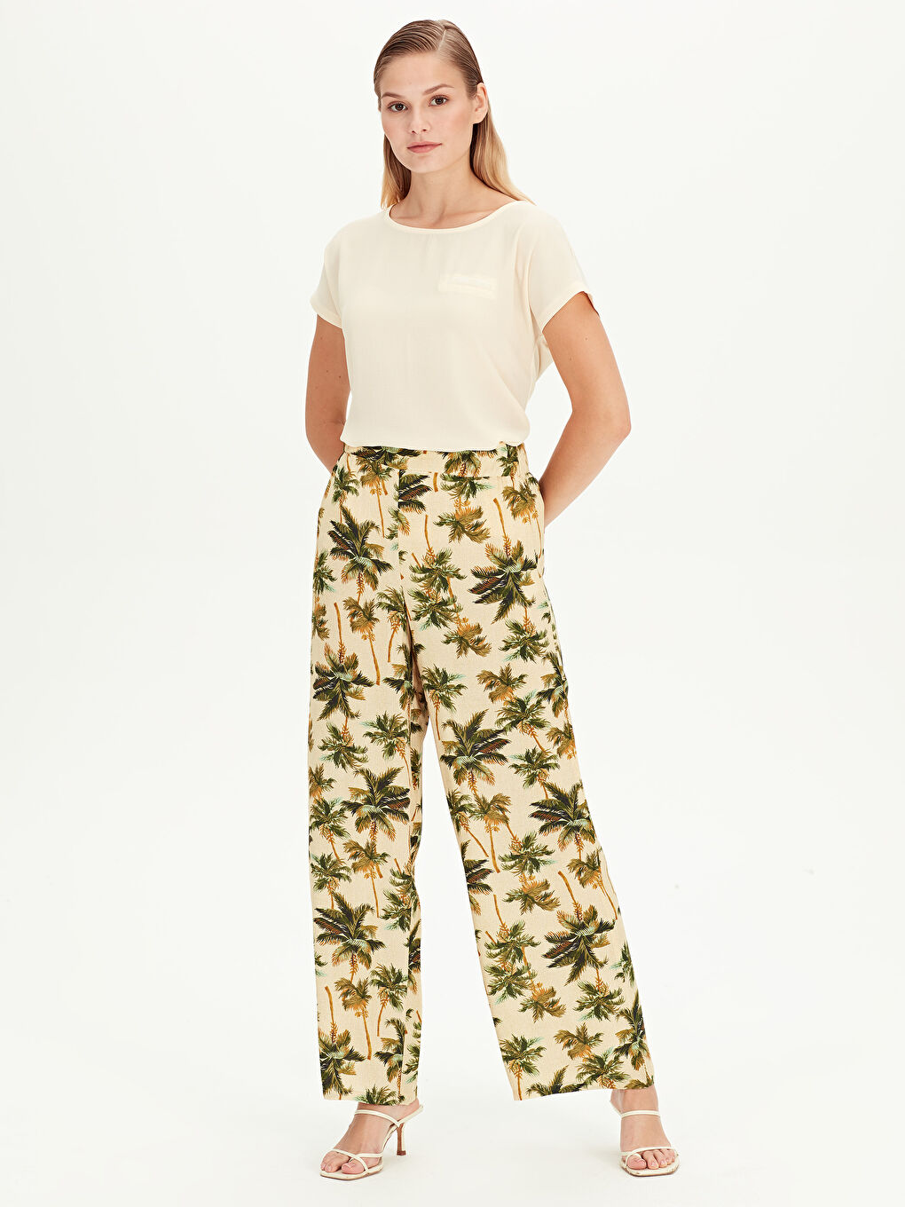 Figured Viscose Palazzo Pants-1