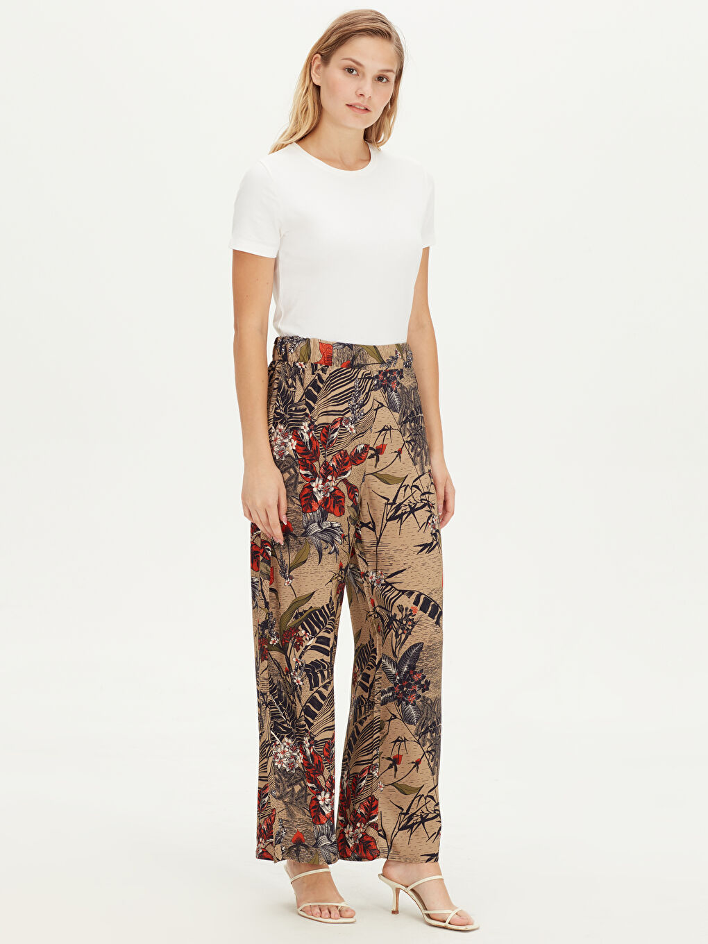 Figured Viscose Palazzo Pants