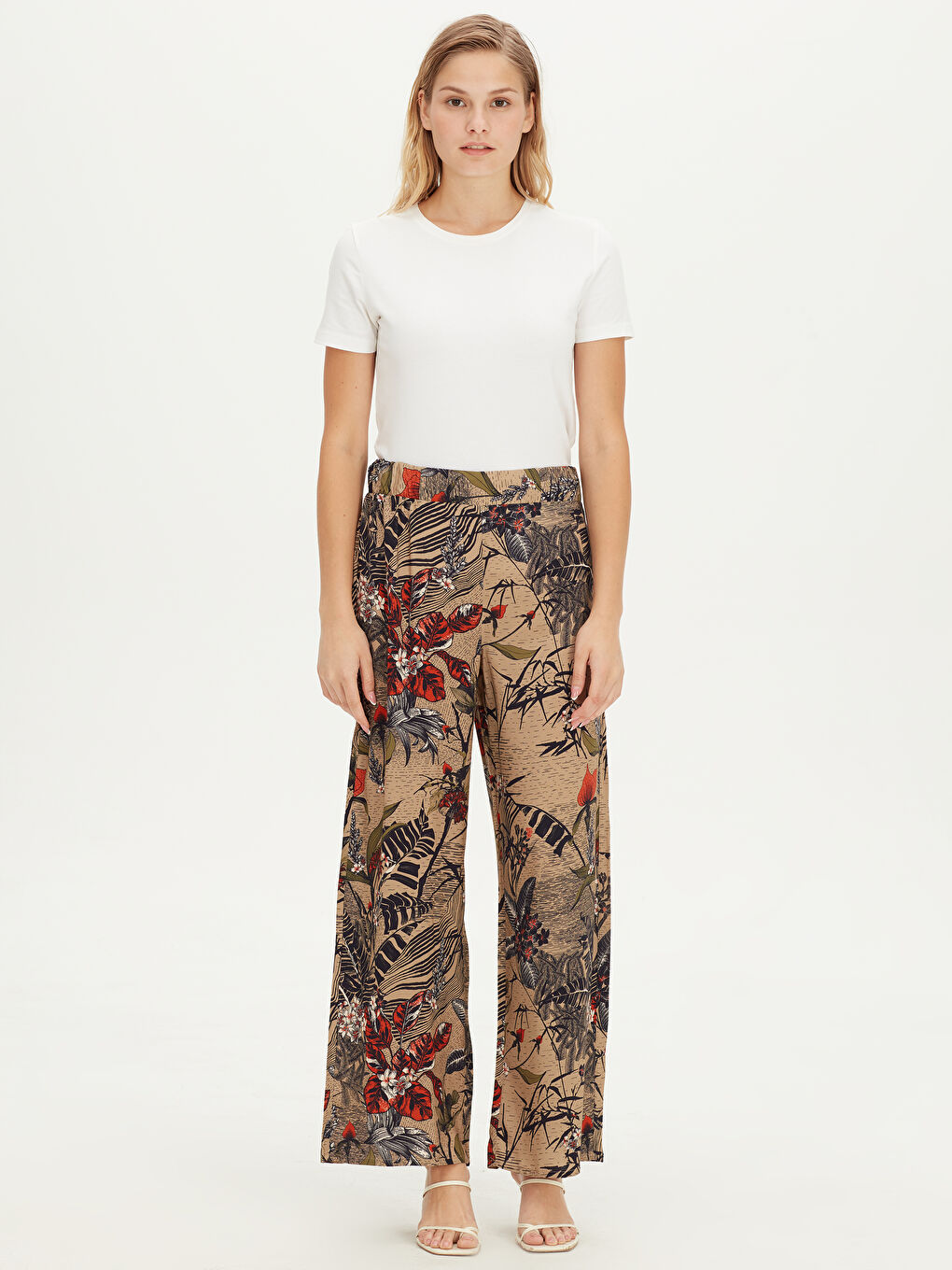 Figured Viscose Palazzo Pants-1