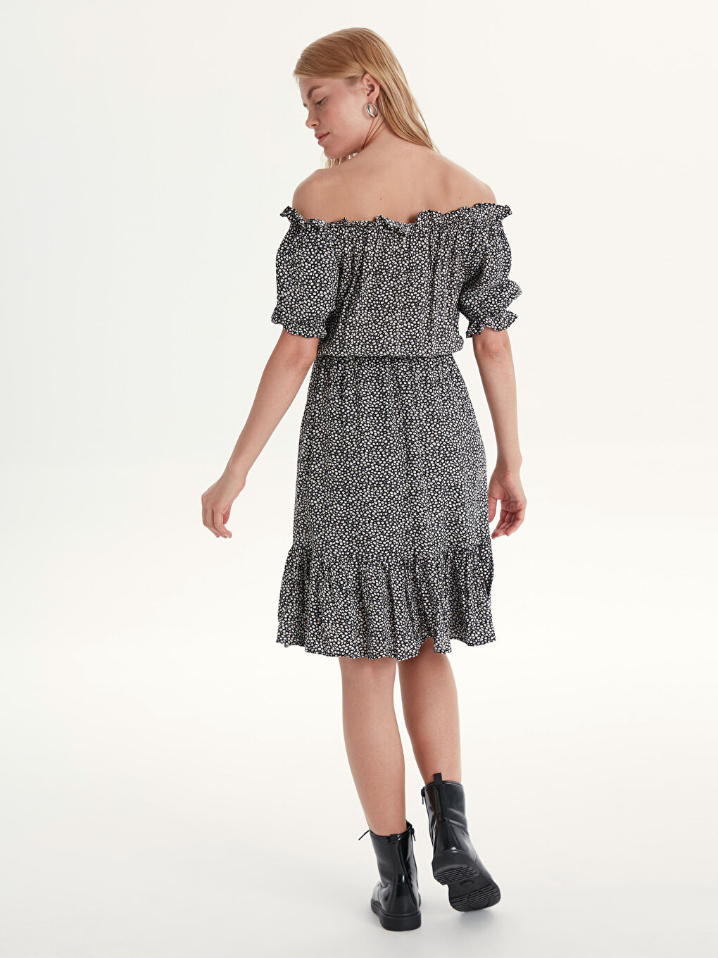 Siyah Baskılı Elbise-3