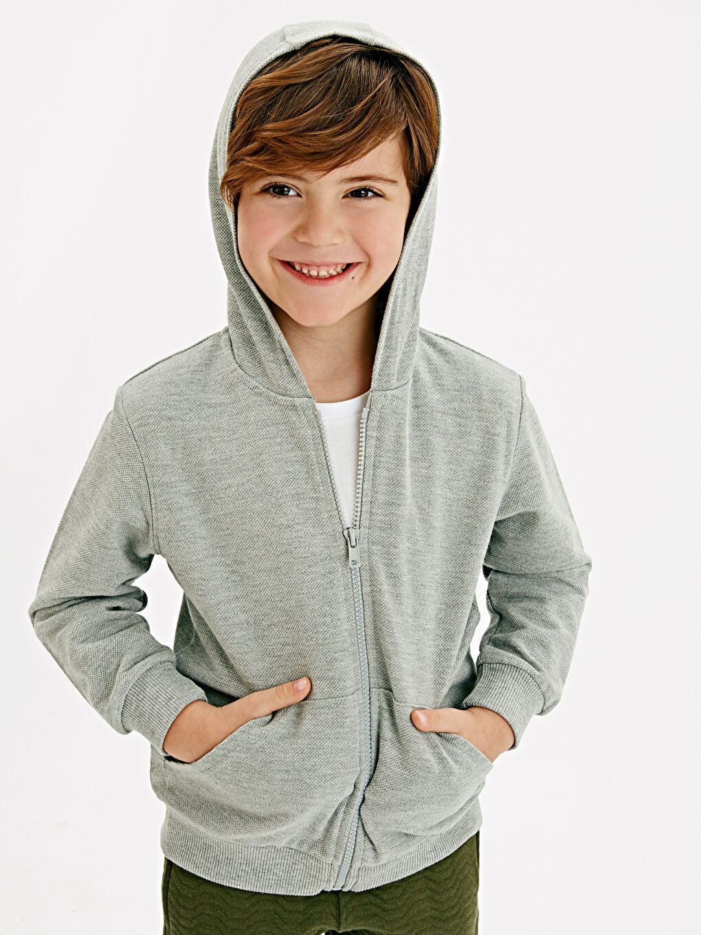 سويت شيرت بسحاب رمادى ولد