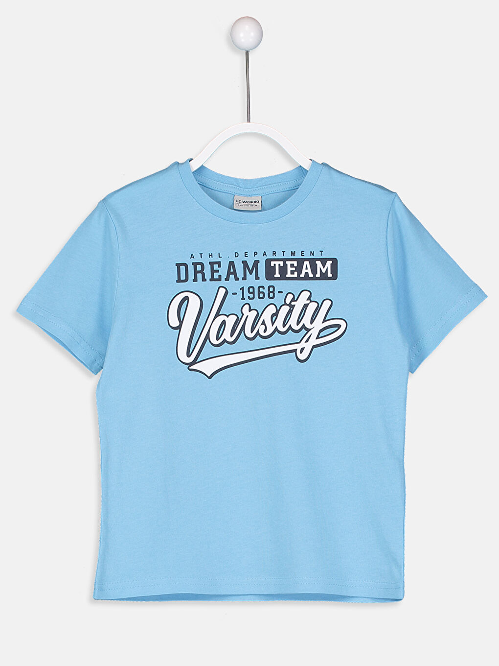 Mavi Bisiklet Yaka Baskılı Kısa Kollu Erkek Çocuk Tişört-1