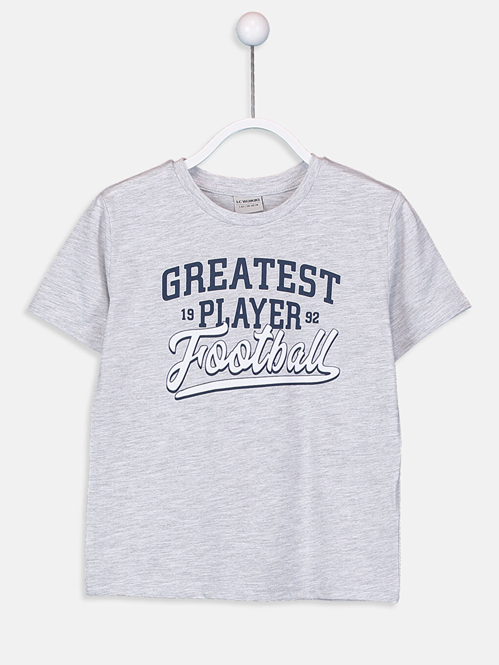 Gri Bisiklet Yaka Baskılı Kısa Kollu Erkek Çocuk Tişört