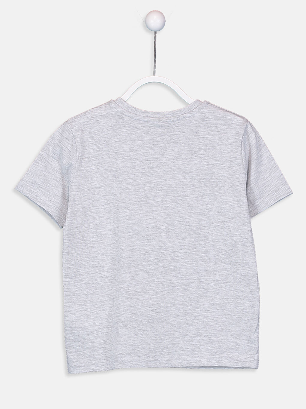 Gri Bisiklet Yaka Baskılı Kısa Kollu Erkek Çocuk Tişört-1