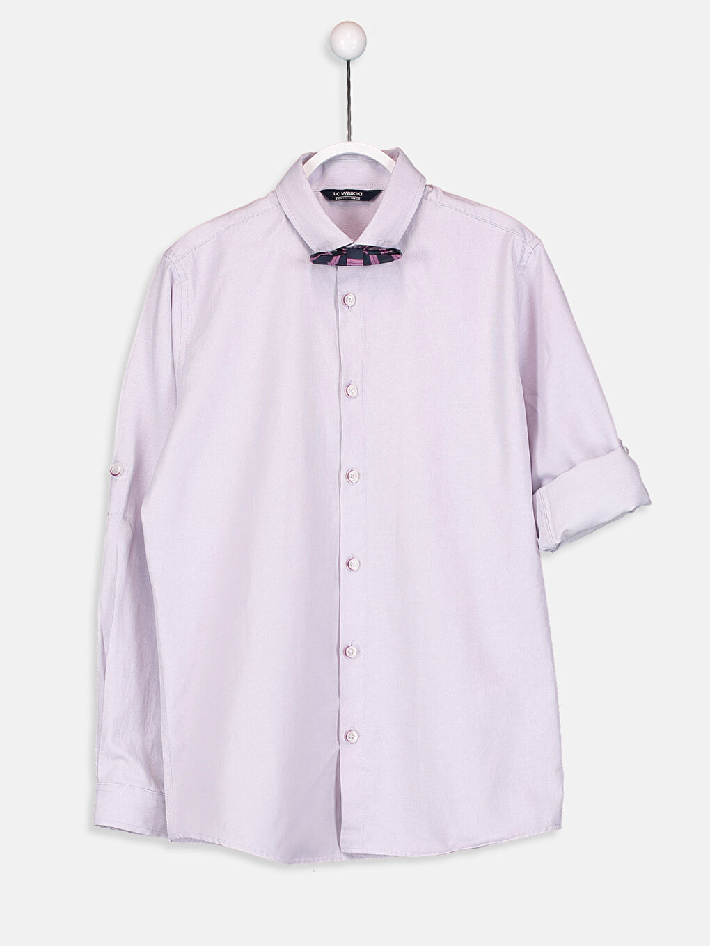Mor Basic Uzun Kollu Erkek Çocuk Gömlek ve Papyon