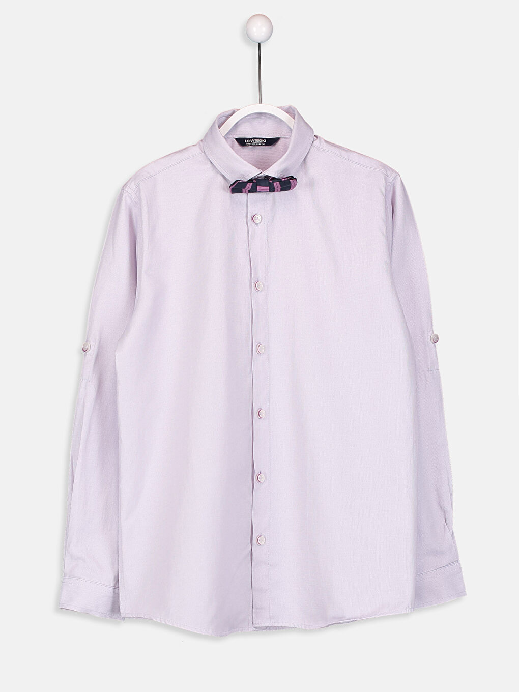 Mor Basic Uzun Kollu Erkek Çocuk Gömlek ve Papyon-1