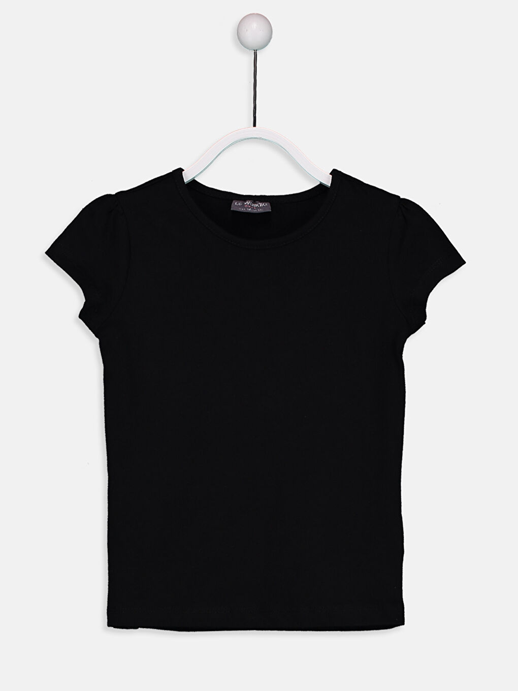 Siyah Bisiklet Yaka Basic Kısa Kollu Kız Çocuk Tişört