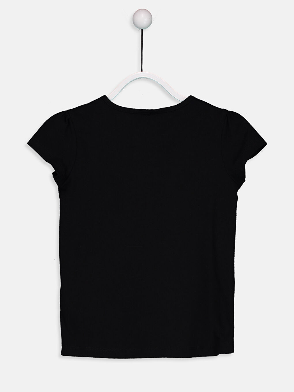 Siyah Bisiklet Yaka Basic Kısa Kollu Kız Çocuk Tişört-1