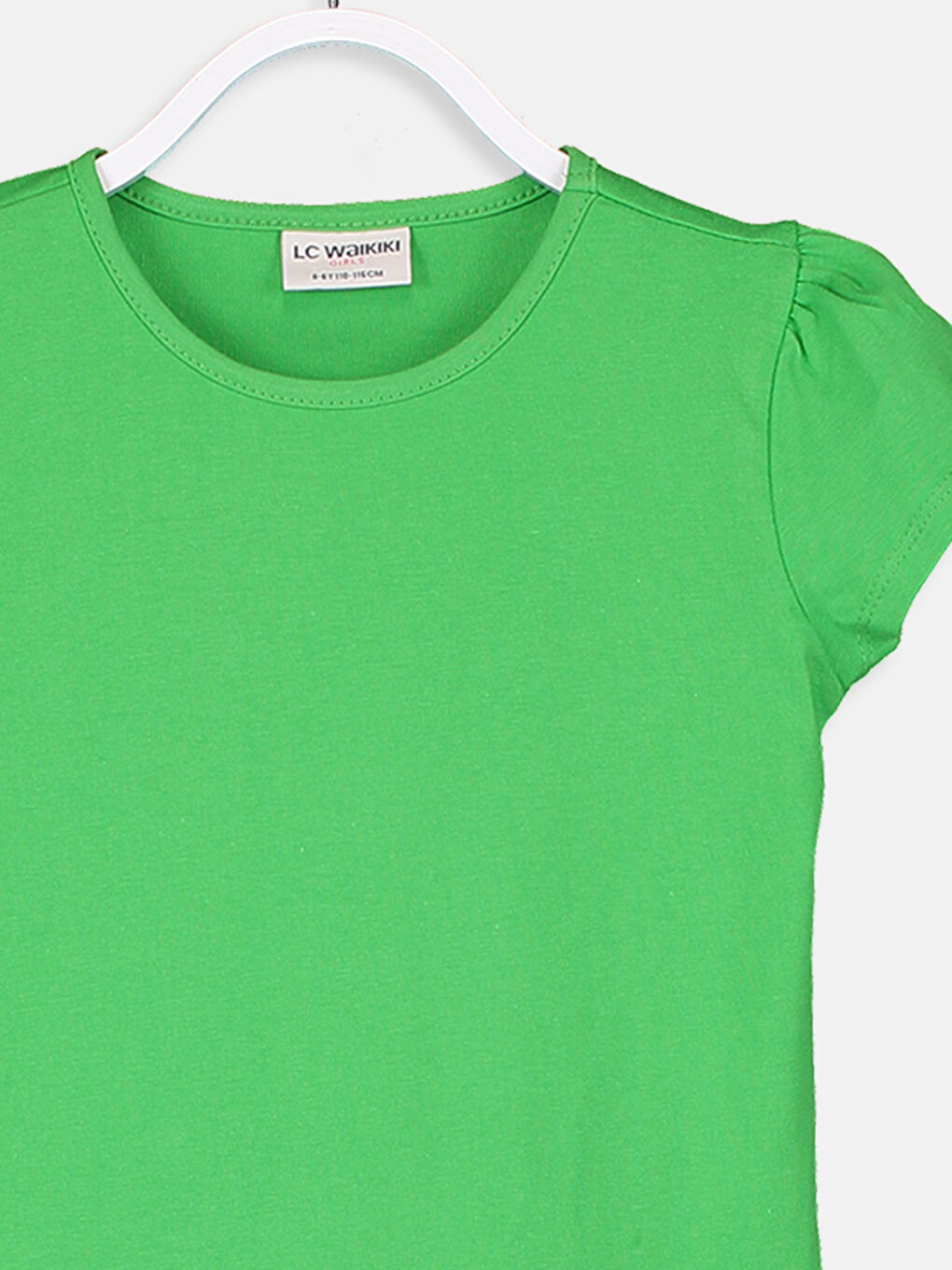 Yeşil Bisiklet Yaka Basic Kısa Kollu Kız Çocuk Tişört-2