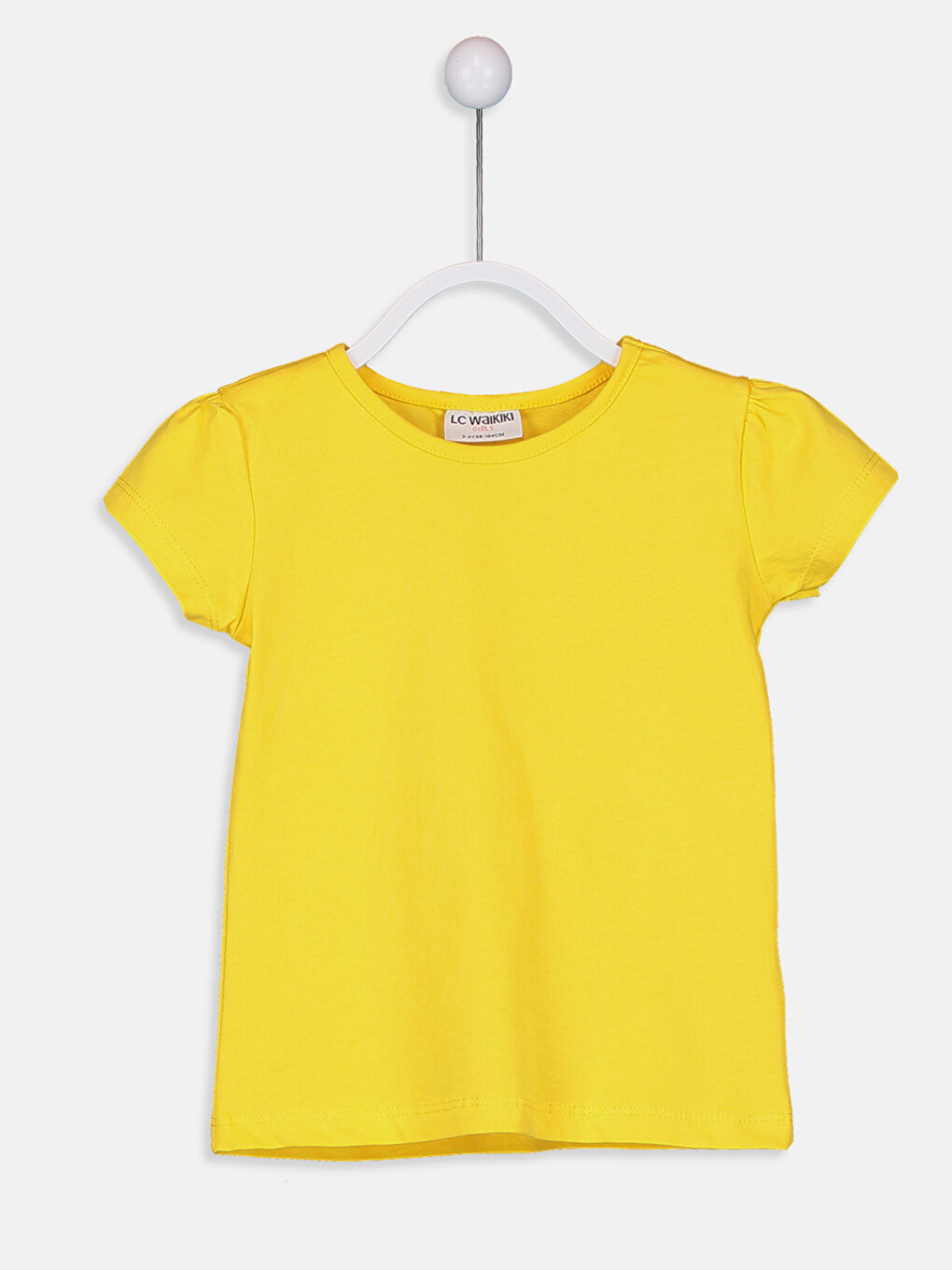 Sarı Bisiklet Yaka Basic Kısa Kollu Kız Çocuk Tişört
