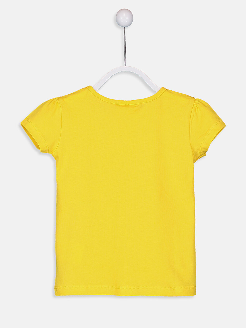 Sarı Bisiklet Yaka Basic Kısa Kollu Kız Çocuk Tişört-1