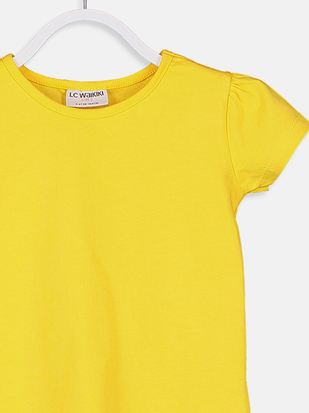 Sarı Bisiklet Yaka Basic Kısa Kollu Kız Çocuk Tişört-2