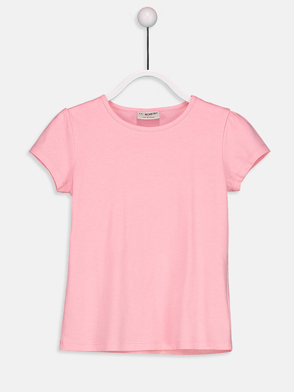 Pembe Bisiklet Yaka Basic Kısa Kollu Kız Çocuk Tişört