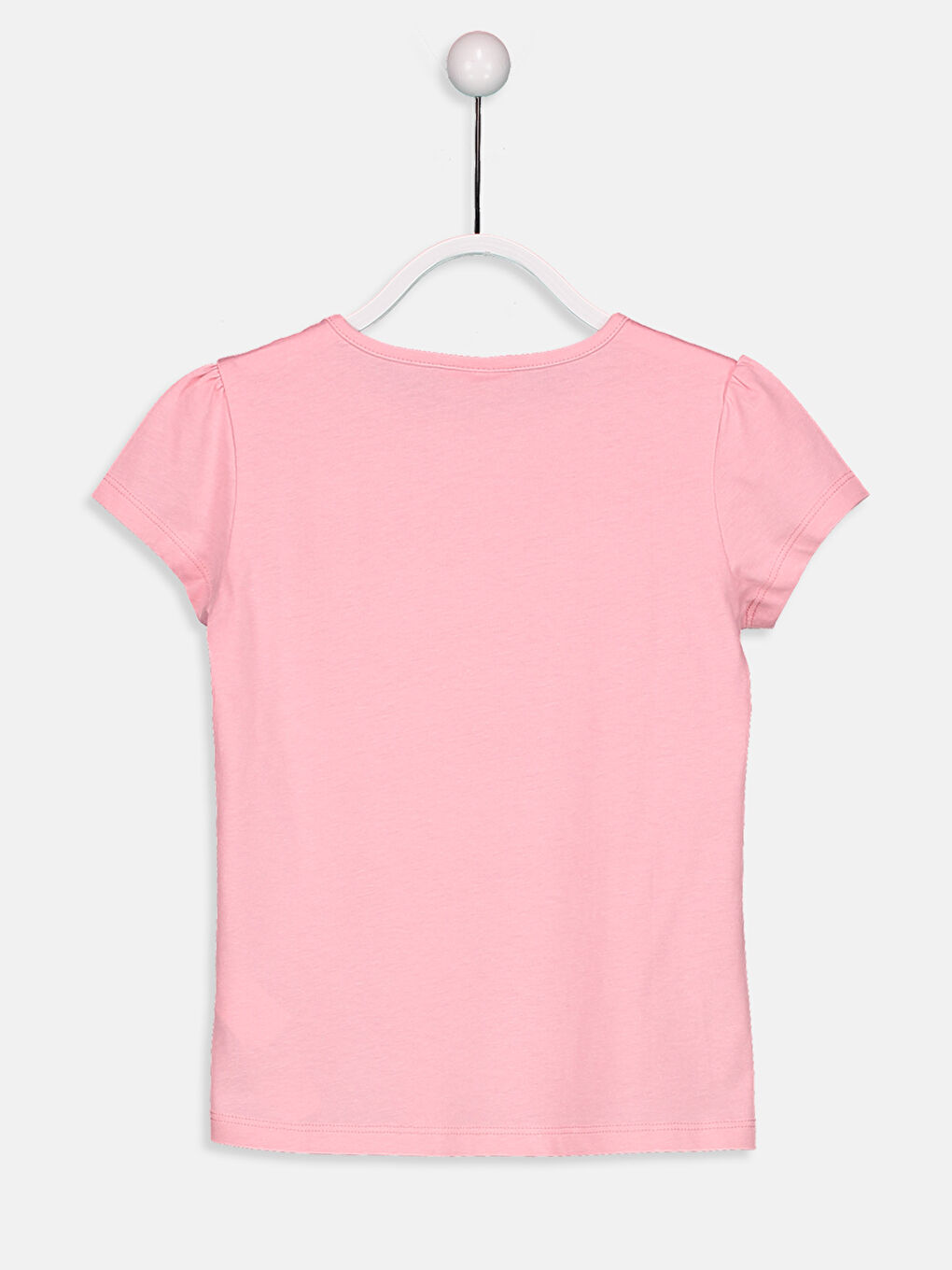 Pembe Bisiklet Yaka Basic Kısa Kollu Kız Çocuk Tişört-1