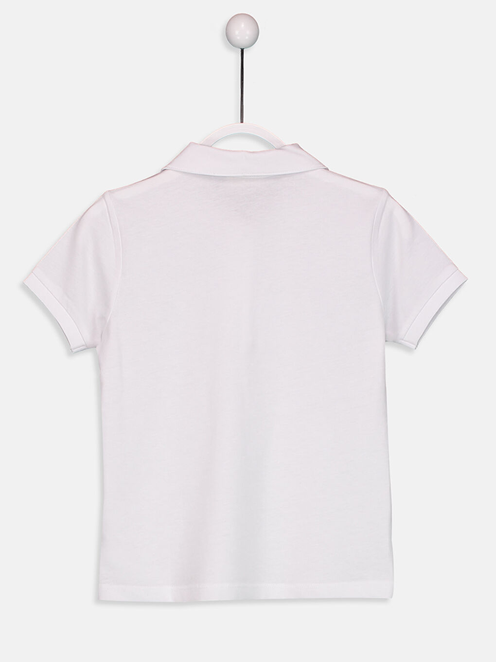 Beyaz Polo Yaka Basic Kısa Kollu Kız Çocuk Tişört-1