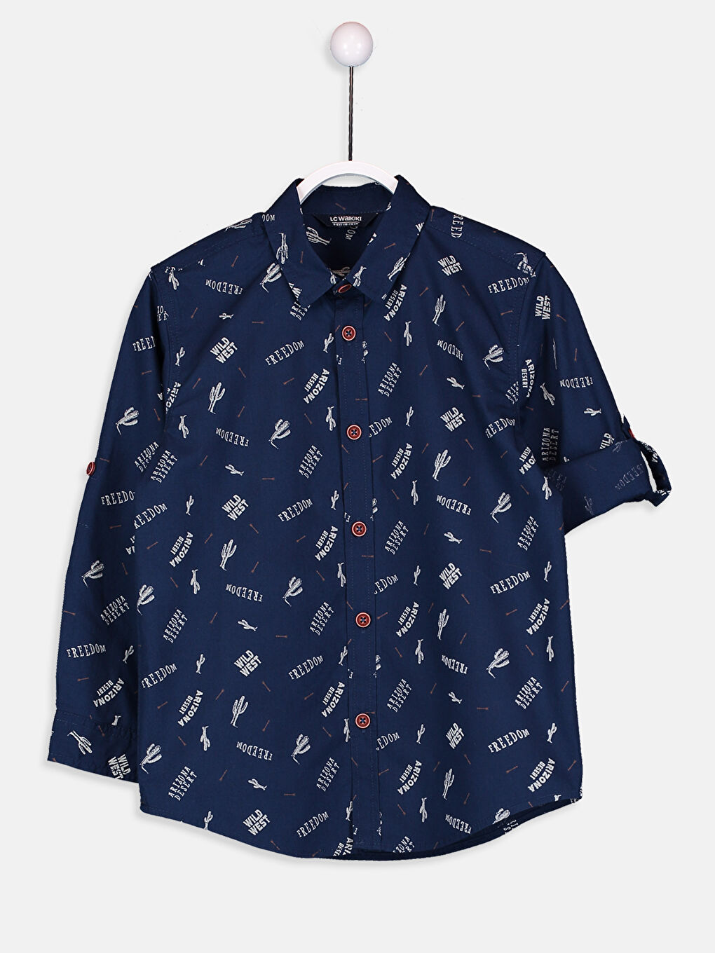 Lacivert Baskılı Gömlek-1