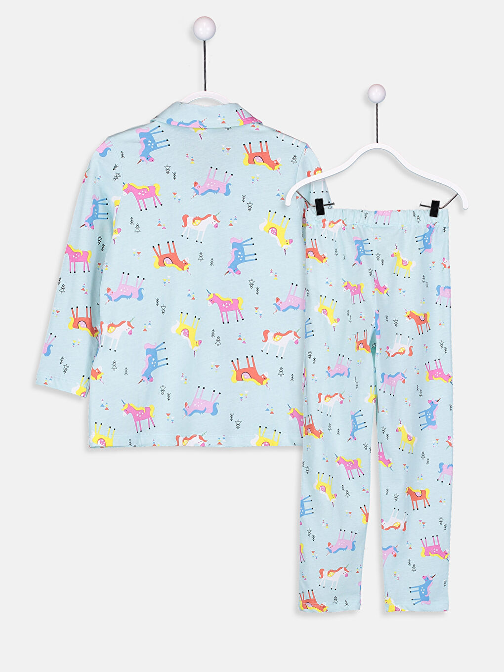 Açık Mavi Baskılı Pijama Takım-1