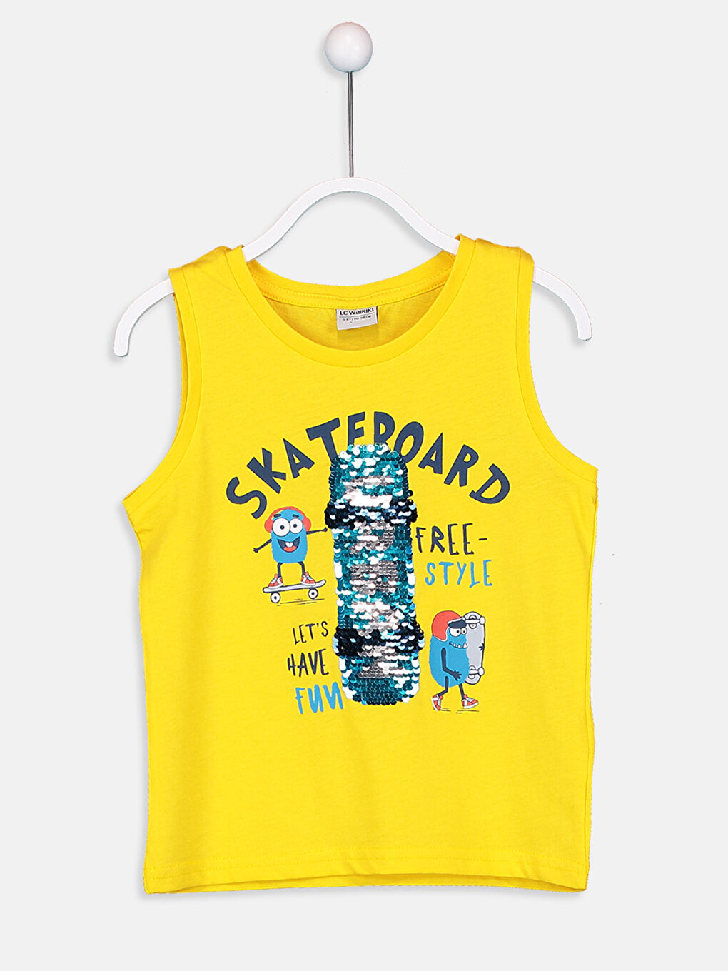 Sarı Bisiklet Yaka Baskılı Pamuklu Erkek Çocuk Atlet