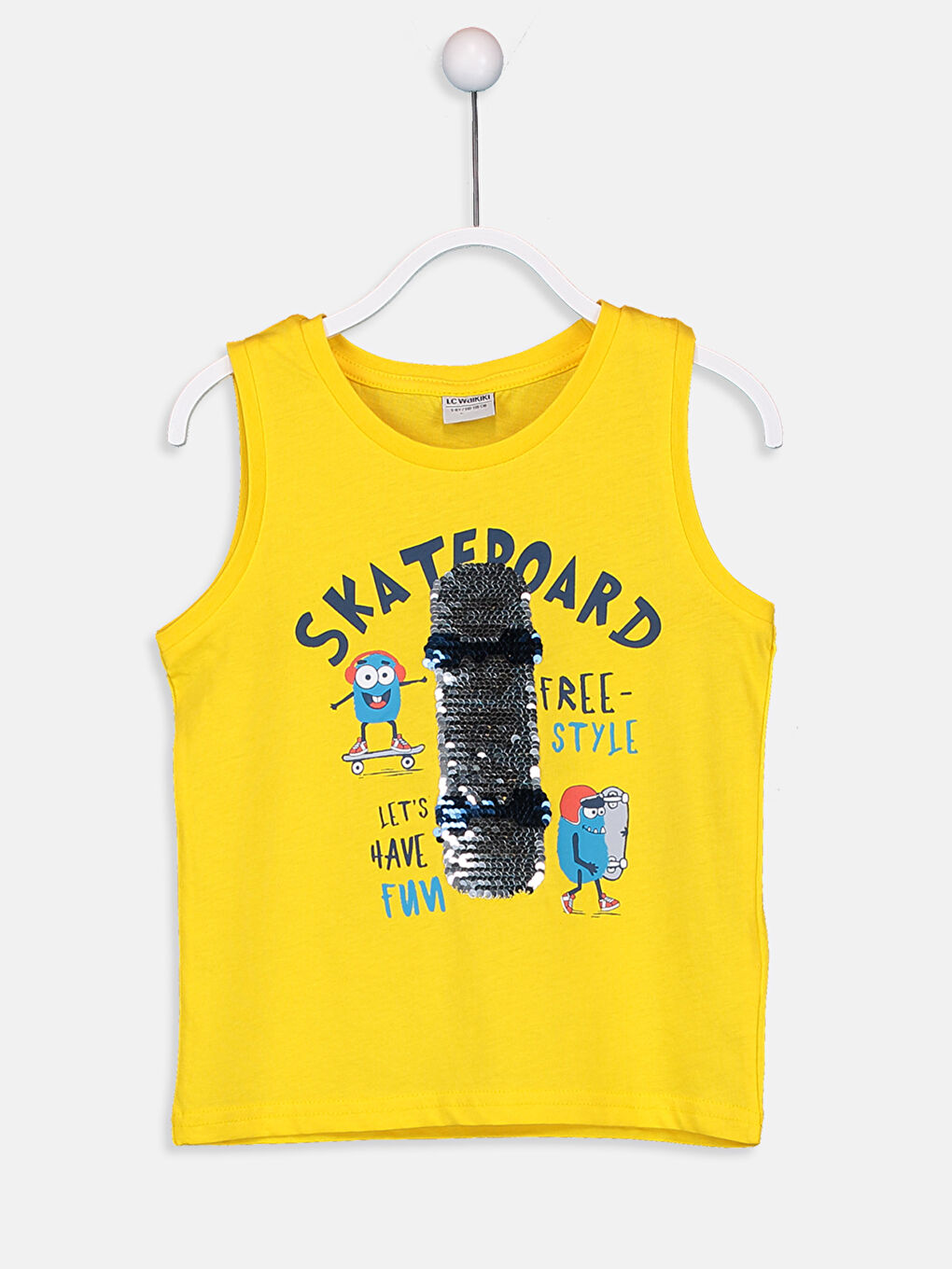 Sarı Bisiklet Yaka Baskılı Pamuklu Erkek Çocuk Atlet-1