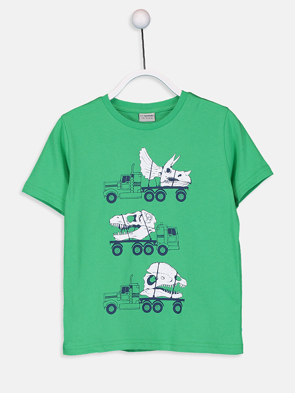 Yeşil Bisiklet Yaka Kısa Kollu Erkek Çocuk Tişört