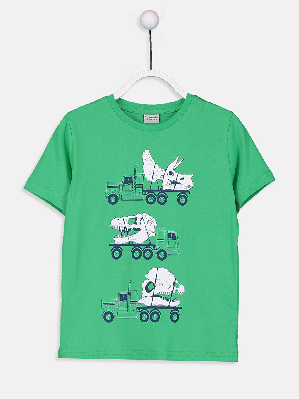 Yeşil Bisiklet Yaka Kısa Kollu Erkek Çocuk Tişört-1