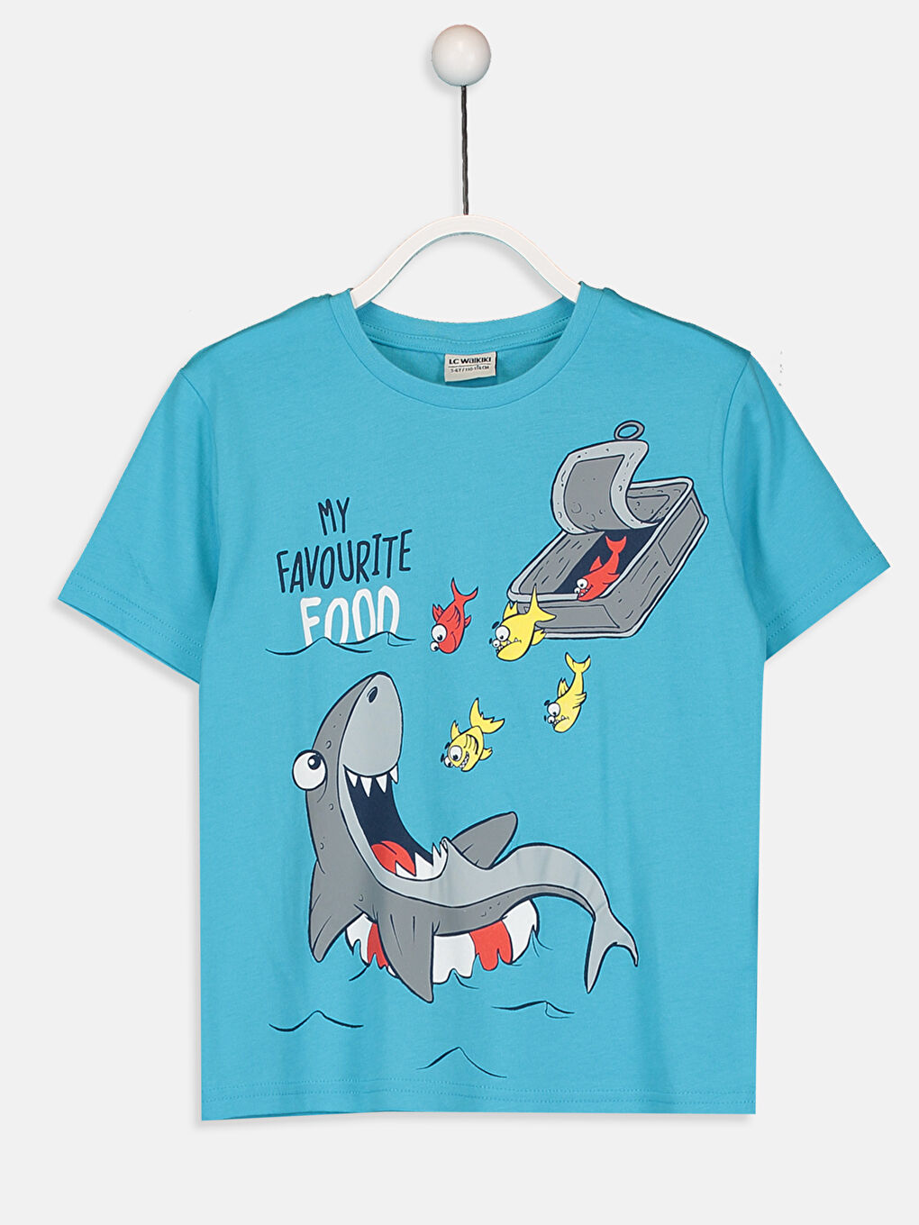 Turkuaz Bisiklet Yaka Kısa Kollu Erkek Çocuk Tişört