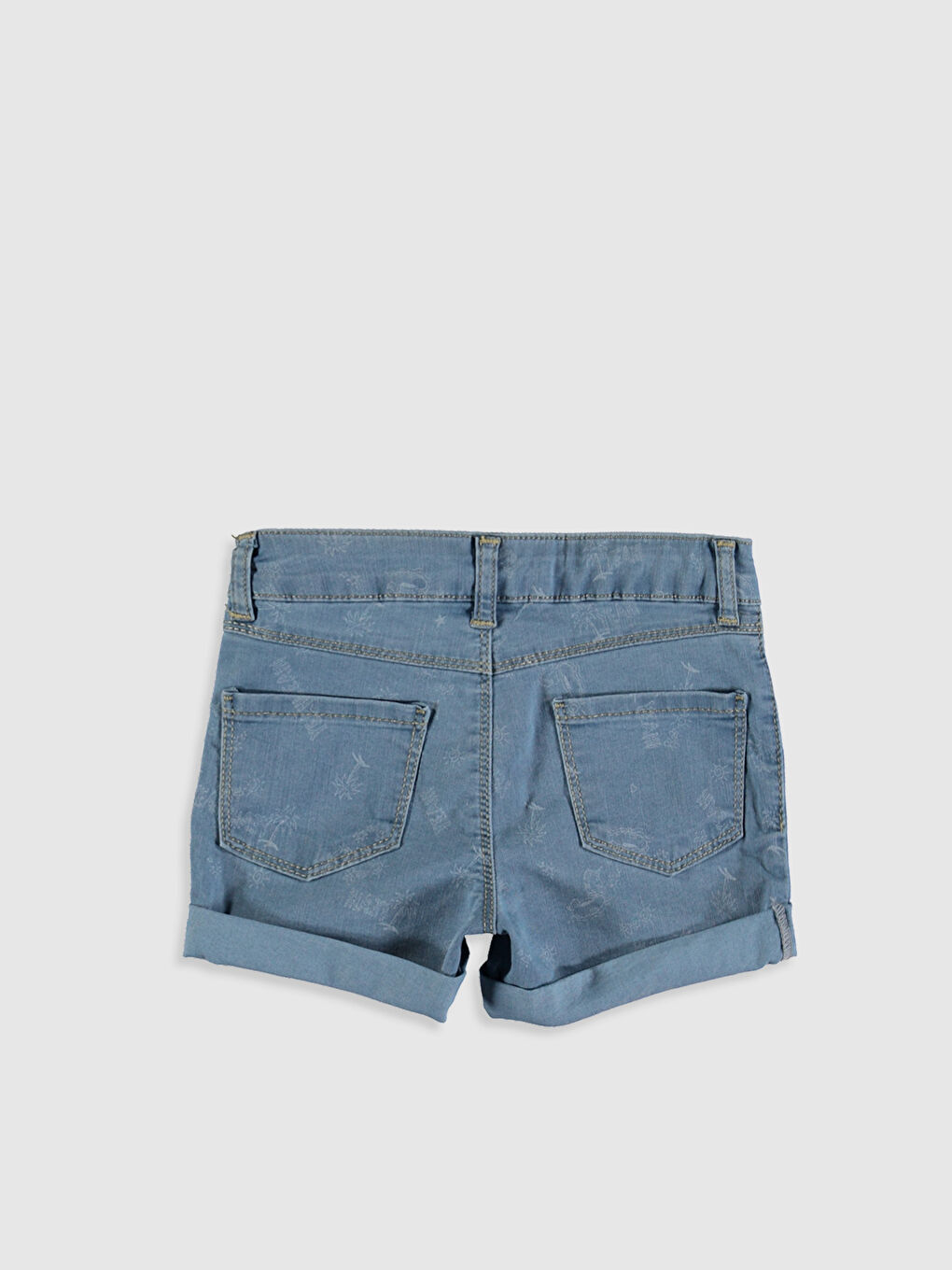 Karışık Baskılı Jean Şort-1