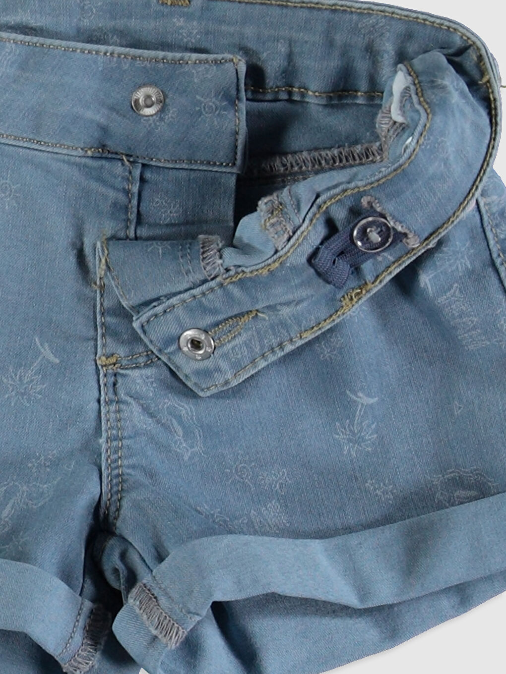 Karışık Baskılı Jean Şort-2