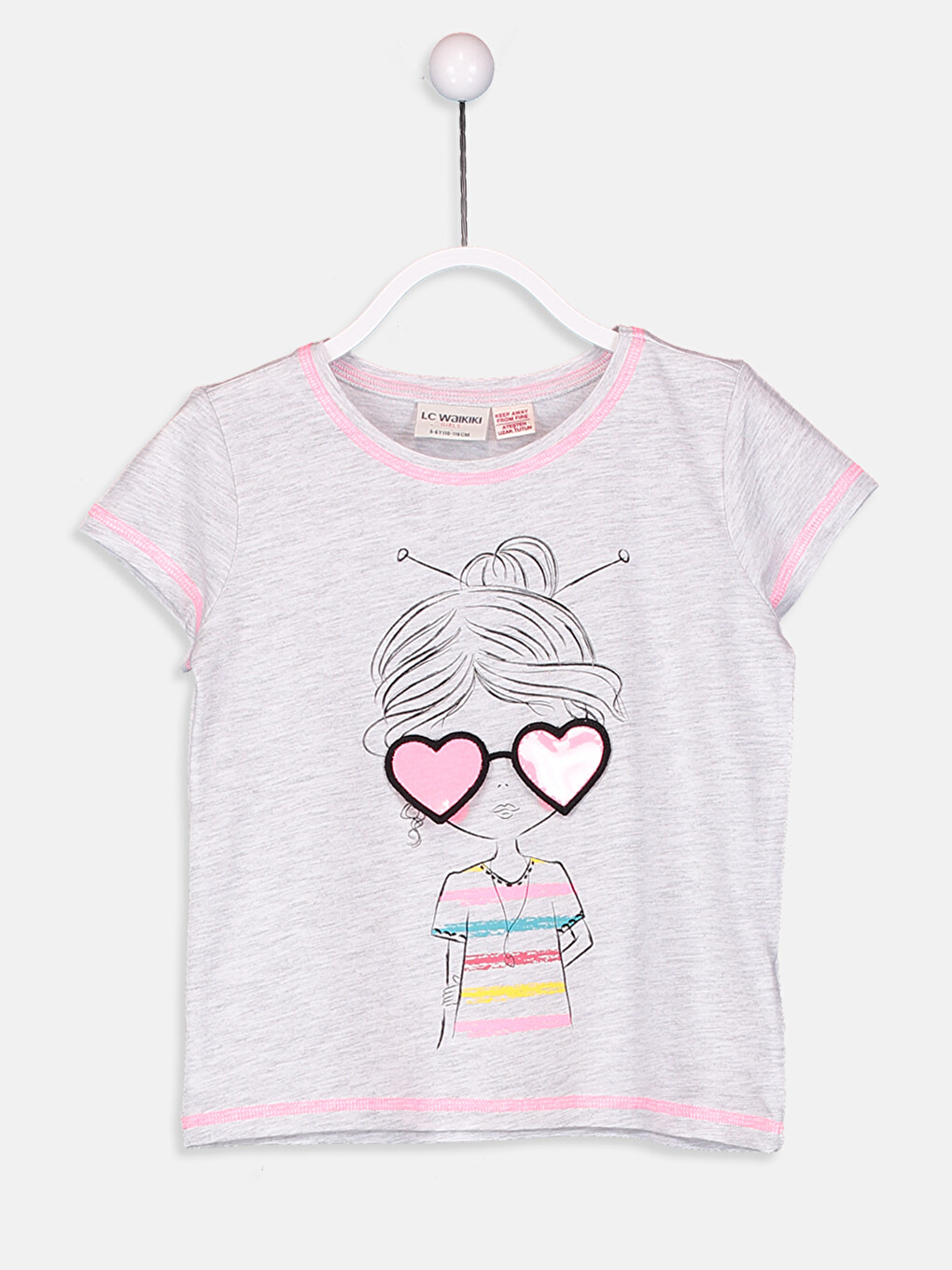 Crew Neck Short Sleeve Girls' T-Shirt-1